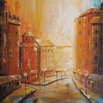 Painting titled "Rue de couleurs" by Ileana Ramos, Original Artwork, Acrylic