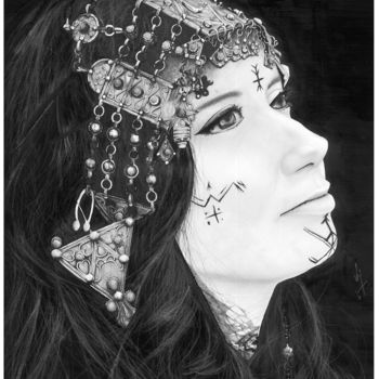 「Femme Kabyle」というタイトルの描画 Iles Guizによって, オリジナルのアートワーク, インク