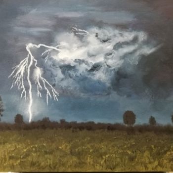 Картина под названием "Thunderstorm night" - Ilgar Mustafayev, Подлинное произведение искусства, Масло