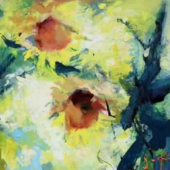 Schilderij getiteld "sunflowers006" door Ilgvars Zalans, Origineel Kunstwerk, Olie