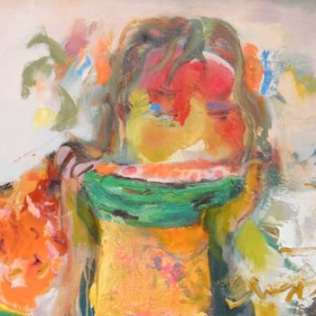 Painting titled "girl with watermelon" by Ilgvars Zalans, Original Artwork, Oil