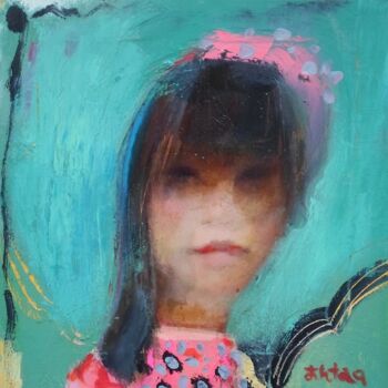 Painting titled "japanese-girl" by Ilgvars Zalans, Original Artwork, Oil