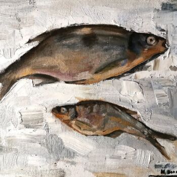 Картина под названием "Рыбы" - Илья Волков, Подлинное произведение искусства, Масло