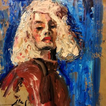 Картина под названием "Портрет девушки" - Илья Волков, Подлинное произведение искусства, Масло