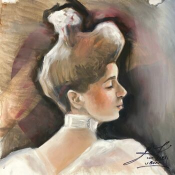 Картина под названием "Этюд головы девушки" - Илья Волков, Подлинное произведение искусства, Масло