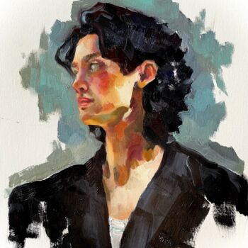 Картина под названием "portrait of a young…" - Илья Волков, Подлинное произведение искусства, Масло