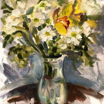 Painting titled "Flowers" by Ilia Volkov, Original Artwork, Oil