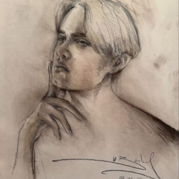 Drawing titled "Young man" by Ilia Volkov, Original Artwork, Pastel