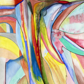 Ζωγραφική με τίτλο "Colored visions 2" από Ilianna Lafogianni, Αυθεντικά έργα τέχνης, Ακουαρέλα