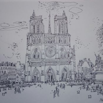 Pittura intitolato "Notredam - Paris" da Ilija Rota, Opera d'arte originale