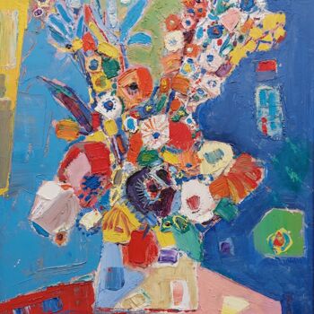 Pittura intitolato "Vazo me lule" da Ilija Rota, Opera d'arte originale, Olio