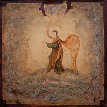 Painting titled "angel ,." by Iliko Popkhadze, Original Artwork, Oil