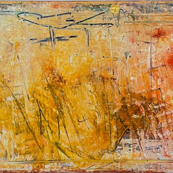 Painting titled "Goldene Sonne 6" by Ilir Osmani (Art Brovina), Original Artwork, Acrylic