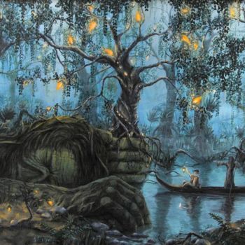 Peinture intitulée "The Forest Spirit" par Konstantin Listratov, Œuvre d'art originale, Huile