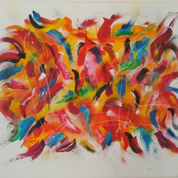 Painting titled "Plumes" by Iloa, Original Artwork, Acrylic