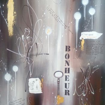 Painting titled "BONHEUR" by Iloa, Original Artwork, Acrylic Mounted on Wood Stretcher frame