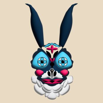 Arts numériques intitulée "Hare with blue eyes" par Ilona Matushkova, Œuvre d'art originale, Travail numérique 2D