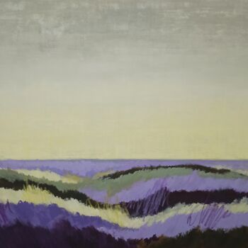 Painting titled "Lavander field" by Ilona Motalina, Original Artwork, Acrylic Mounted on Wood Stretcher frame