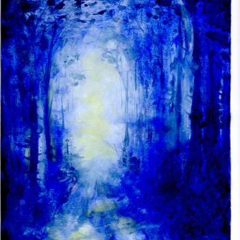 Картина под названием "Лунный лес" - Ilona Nabugornova, Подлинное произведение искусства, Акварель