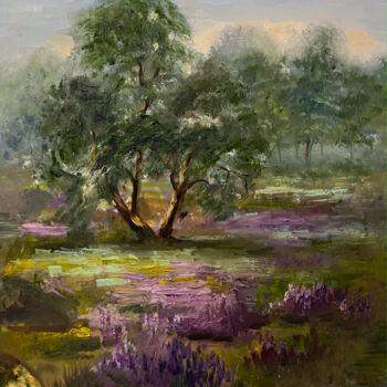 Painting titled "Lavender in the gar…" by Ilona Terekhina, Original Artwork, Oil
