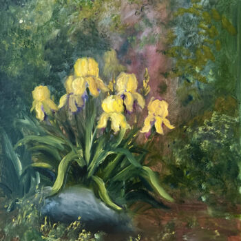 Painting titled "Irises" by Ilona Terekhina, Original Artwork, Oil