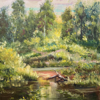 Painting titled "Backwater" by Ilona Terekhina, Original Artwork, Oil