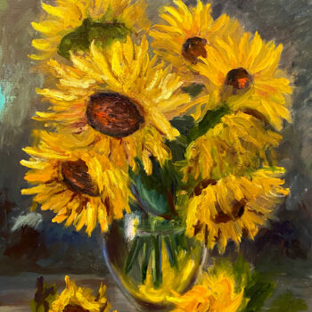 Pittura intitolato "Sunflowers" da Ilona Terekhina, Opera d'arte originale, Olio