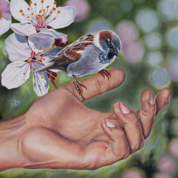 Картина под названием "In Your Hand" - Ilse Kleyn Jordaan, Подлинное произведение искусства, Масло