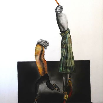 Dessin intitulée "Louboutin" par Ilse Joris, Œuvre d'art originale, Fusain Monté sur Carton