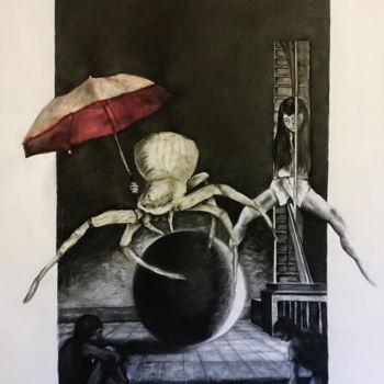 Drawing titled "Mirror of Truth" by Ilse Joris, Original Artwork, Charcoal