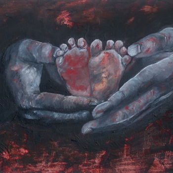 Schilderij getiteld "Precious Begin" door Ilse Joris, Origineel Kunstwerk, Acryl Gemonteerd op Karton