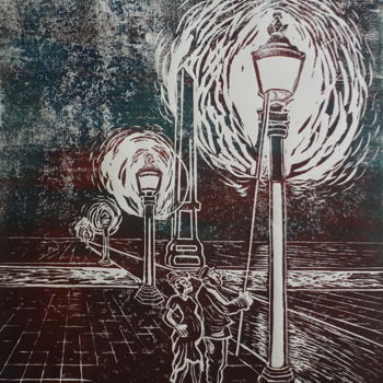 Printmaking titled "New Life" by Ilse Joris, Original Artwork, Linocuts