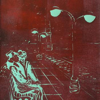 Druckgrafik mit dem Titel "Memories of Life" von Ilse Joris, Original-Kunstwerk, Linoldrucke
