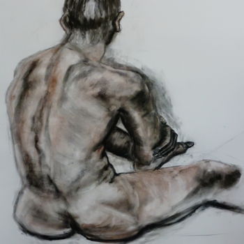 Dibujo titulada "meditation" por Ilse Joris, Obra de arte original, Carbón