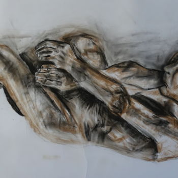 「Körperwelt」というタイトルの描画 Ilse Jorisによって, オリジナルのアートワーク, 木炭