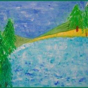 Painting titled "Lac" by Pascale Hervieu, Original Artwork