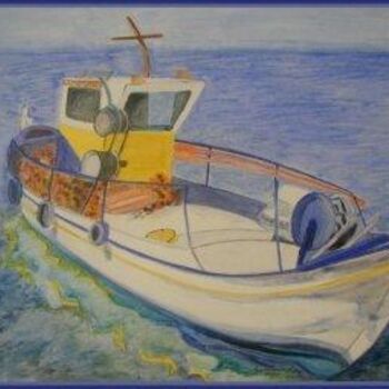 「bateau de pêche」というタイトルの絵画 Pascale Hervieuによって, オリジナルのアートワーク