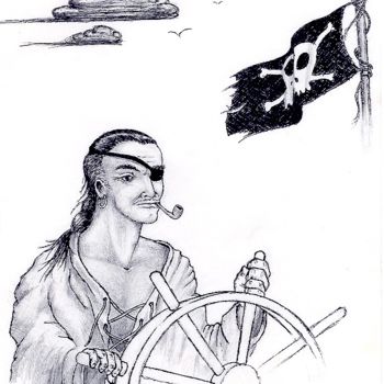 Zeichnungen mit dem Titel "pirate" von Paul Meier, Original-Kunstwerk, Tinte