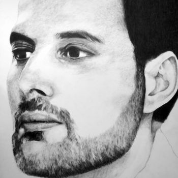 Drawing titled "Freddie Mercury" by Soledad, Original Artwork, Graphite