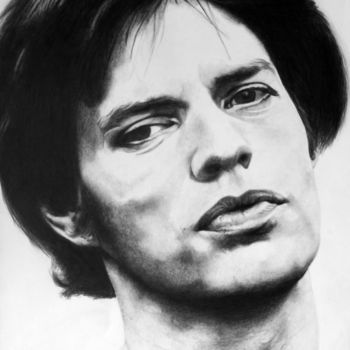 Drawing titled "Mick Jagger" by Soledad, Original Artwork, Graphite