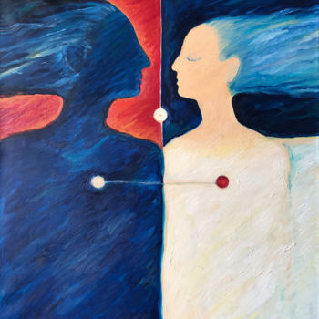 Malarstwo zatytułowany „Two. One - red & bl…” autorstwa Irina Makarova, Oryginalna praca, Olej