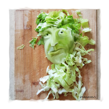 Arte digitale intitolato "Face in Lettuce" da Imakeren, Opera d'arte originale, Pittura digitale