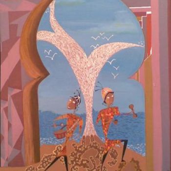 Peinture intitulée "Deux Gnawi" par Imane Chetioui, Œuvre d'art originale