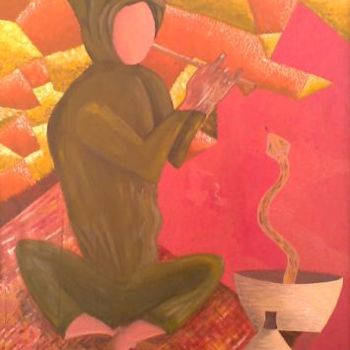 Peinture intitulée "chameur de serpent" par Imane Chetioui, Œuvre d'art originale
