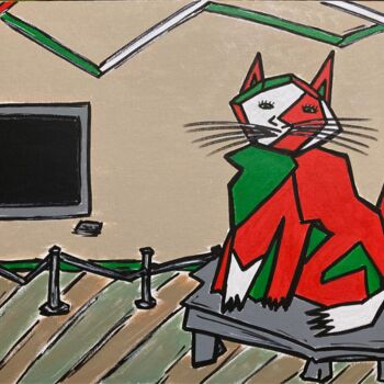 Картина под названием "Красный Кот и Черны…" - Imar, Подлинное произведение искусства, Акрил