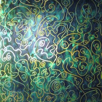 Malerei mit dem Titel "Jardin vert (Avec d…" von Maya, Original-Kunstwerk, Andere