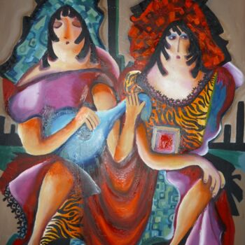 Painting titled "Carnaval des chapea…" by Imene Mebarki, Original Artwork, Oil