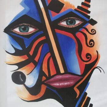 Peinture intitulée "Masque 3" par Imene Mebarki, Œuvre d'art originale, Huile