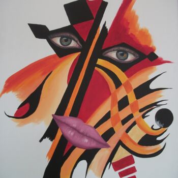 Peinture intitulée "Masque 1" par Imene Mebarki, Œuvre d'art originale, Huile