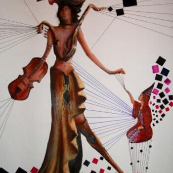 Painting titled "La fée de musique" by Imene Mebarki, Original Artwork, Oil